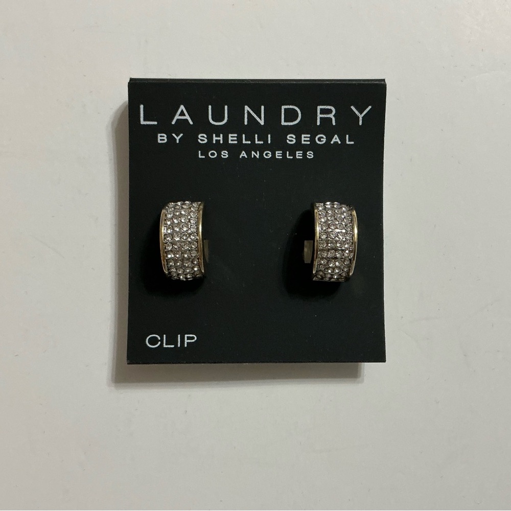 Laundry by Shelli Segal Gold and Silver Crystal Clip Earrings